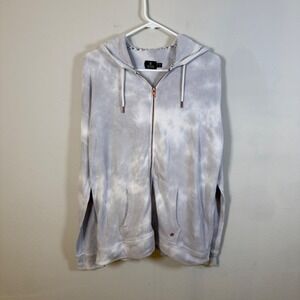 Volcom Lived In Lounge Grey Tie Dye Zip Up Hoodie Women Medium B3111802